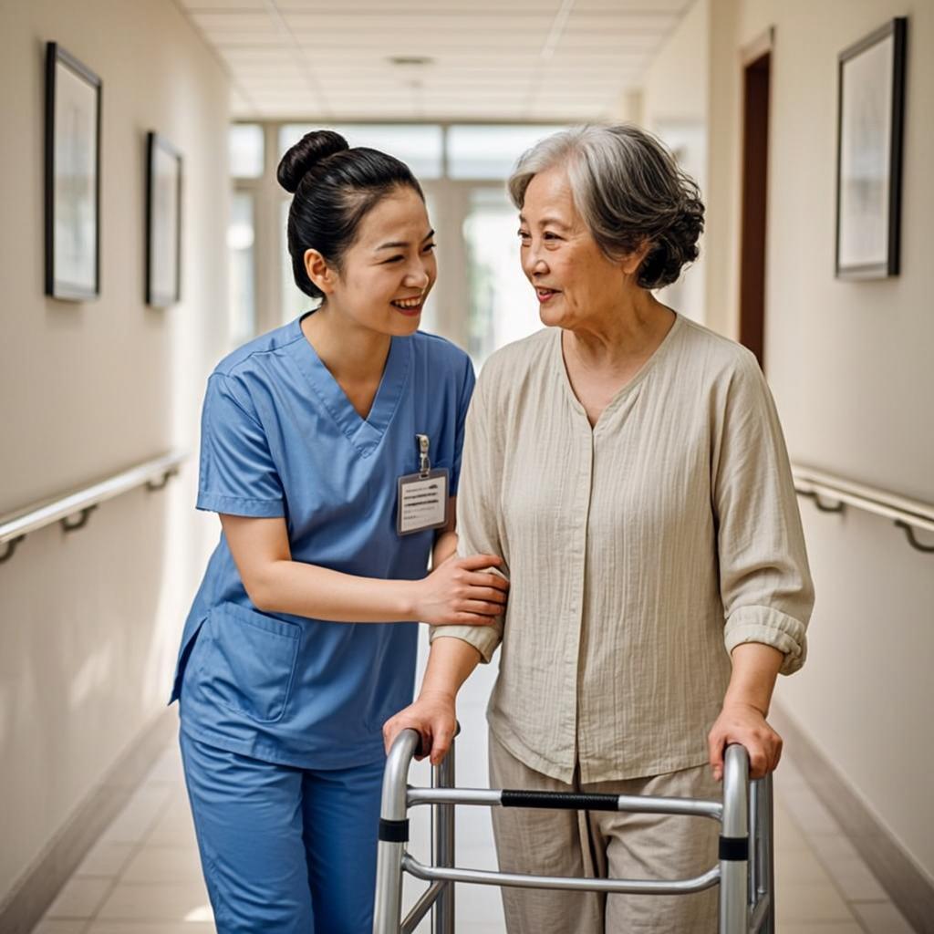 Nurse helping resident